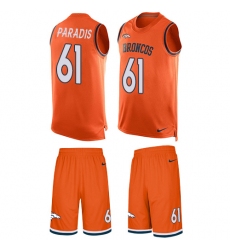 Men's Nike Denver Broncos #61 Matt Paradis Limited Orange Tank Top Suit NFL Jersey