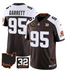 Men's Cleveland Browns #95 Myles Garrett Brown Alternate 2025 F.U.S.E. 4-Star C With Jim Brown Memorial & Home Vapor Limited Football Stitched Jersey