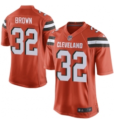 Men's Nike Cleveland Browns #32 Jim Brown Game Orange Alternate NFL Jersey