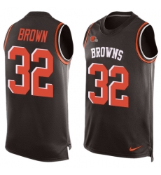 Men's Nike Cleveland Browns #32 Jim Brown Limited Brown Player Name & Number Tank Top NFL Jersey