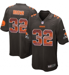 Men's Nike Cleveland Browns #32 Jim Brown Limited Brown Strobe NFL Jersey