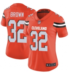 Women's Nike Cleveland Browns #32 Jim Brown Orange Alternate Vapor Untouchable Limited Player NFL Jersey