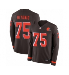 Men's Nike Cleveland Browns #75 Joel Bitonio Limited Brown Therma Long Sleeve NFL Jersey