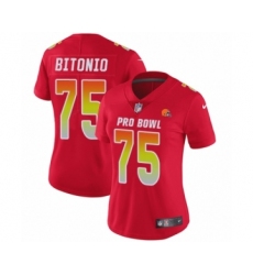 Women's Cleveland Browns #75 Joel Bitonio Limited Red AFC 2019 Pro Bowl Football Jersey