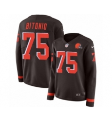 Women's Nike Cleveland Browns #75 Joel Bitonio Limited Brown Therma Long Sleeve NFL Jersey