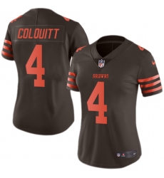 Women's Nike Cleveland Browns #4 Britton Colquitt Limited Brown Rush Vapor Untouchable NFL Jersey