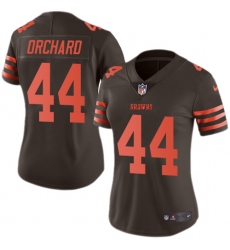 Women's Nike Cleveland Browns #44 Nate Orchard Limited Brown Rush Vapor Untouchable NFL Jersey