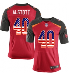 Men's Nike Tampa Bay Buccaneers #40 Mike Alstott Elite Red Home USA Flag Fashion NFL Jersey