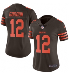 Women's Nike Cleveland Browns #12 Josh Gordon Limited Brown Rush Vapor Untouchable NFL Jersey