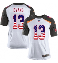 Men's Nike Tampa Bay Buccaneers #13 Mike Evans Elite White Road USA Flag Fashion NFL Jersey