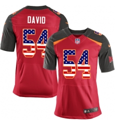 Men's Nike Tampa Bay Buccaneers #54 Lavonte David Elite Red Home USA Flag Fashion NFL Jersey