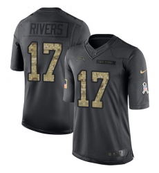Men's Nike Los Angeles Chargers #17 Philip Rivers Limited Black 2016 Salute to Service NFL Jersey