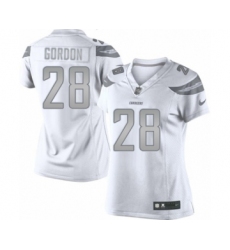 Women's Los Angeles Chargers #25 Melvin Gordon Limited White Platinum Football Jersey