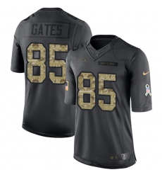 Men's Nike Los Angeles Chargers #85 Antonio Gates Limited Black 2016 Salute to Service NFL Jersey