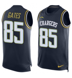 Men's Nike Los Angeles Chargers #85 Antonio Gates Limited Navy Blue Player Name & Number Tank Top NFL Jersey