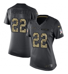 Women's Nike Los Angeles Chargers #22 Jason Verrett Limited Black 2016 Salute to Service NFL Jersey