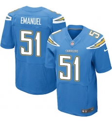 Men's Nike Los Angeles Chargers #51 Kyle Emanuel Elite Electric Blue Alternate NFL Jersey