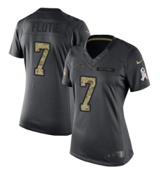Women's Nike Los Angeles Chargers #7 Doug Flutie Limited Black 2016 Salute to Service NFL Jersey