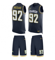 Men's Nike Los Angeles Chargers #92 Brandon Mebane Limited Navy Blue Tank Top Suit NFL Jersey