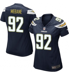 Women's Nike Los Angeles Chargers #92 Brandon Mebane Game Navy Blue Team Color NFL Jersey