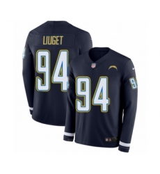 Men's Nike Los Angeles Chargers #94 Corey Liuget Limited Navy Blue Therma Long Sleeve NFL Jersey