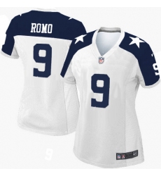 Women's Nike Dallas Cowboys #9 Tony Romo Limited White Throwback Alternate NFL Jersey