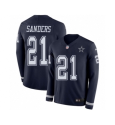 Youth Nike Dallas Cowboys #21 Deion Sanders Limited Navy Blue Therma Long Sleeve NFL Jersey