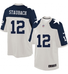 Men's Nike Dallas Cowboys #12 Roger Staubach Limited White Throwback Alternate NFL Jersey
