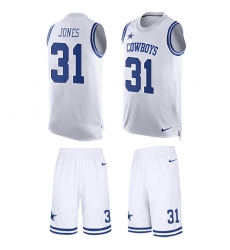 Men's Nike Dallas Cowboys #31 Byron Jones Limited White Tank Top Suit NFL Jersey