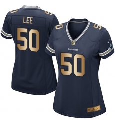 Women's Nike Dallas Cowboys #50 Sean Lee Elite Navy/Gold Team Color NFL Jersey