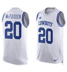 Men's Nike Dallas Cowboys #20 Darren McFadden Limited White Player Name & Number Tank Top NFL Jersey