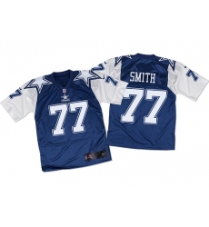 Men's Nike Dallas Cowboys #77 Tyron Smith Elite Navy/White Throwback NFL Jersey
