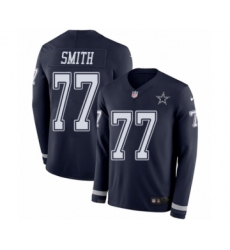 Men's Nike Dallas Cowboys #77 Tyron Smith Limited Navy Blue Therma Long Sleeve NFL Jersey