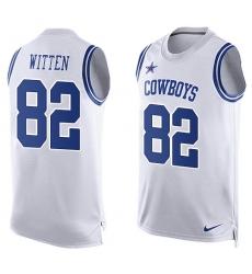 Men's Nike Dallas Cowboys #82 Jason Witten Limited White Player Name & Number Tank Top NFL Jersey