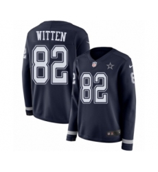 Women's Nike Dallas Cowboys #82 Jason Witten Limited Navy Blue Therma Long Sleeve NFL Jersey