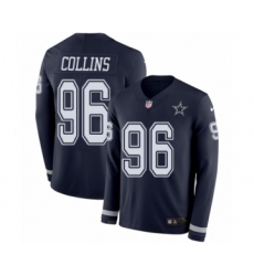 Youth Nike Dallas Cowboys #96 Maliek Collins Limited Navy Blue Therma Long Sleeve NFL Jersey