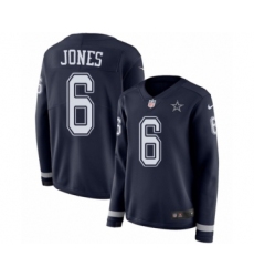 Women's Nike Dallas Cowboys #6 Chris Jones Limited Navy Blue Therma Long Sleeve NFL Jersey