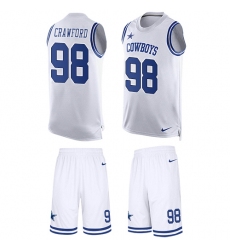 Men's Nike Dallas Cowboys #98 Tyrone Crawford Limited White Tank Top Suit NFL Jersey