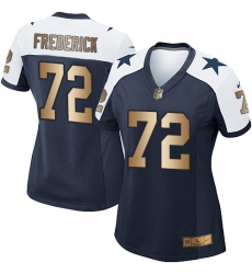 Women's Nike Dallas Cowboys #72 Travis Frederick Elite Navy/Gold Throwback Alternate NFL Jersey