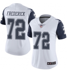 Women's Nike Dallas Cowboys #72 Travis Frederick Limited White Rush Vapor Untouchable NFL Jersey