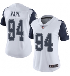 Women's Nike Dallas Cowboys #94 DeMarcus Ware Limited White Rush Vapor Untouchable NFL Jersey