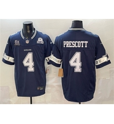Men's Dallas Cowboys #4 Dak Prescott Navy F.U.S.E. With 5x Super Bowl Champions & Established In 1960 Vapor Limited Stitched Football Jersey