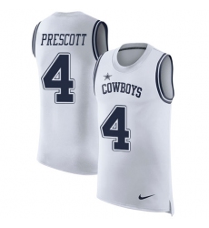 Men's Nike Dallas Cowboys #4 Dak Prescott Limited White Rush Player Name & Number Tank Top NFL Jersey