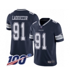 Men's Dallas Cowboys #91 L. P. Ladouceur Navy Blue Team Color Vapor Untouchable Limited Player 100th Season Football Jersey