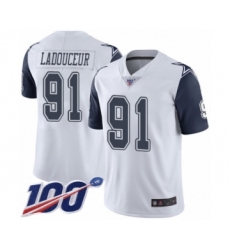 Youth Dallas Cowboys #91 L. P. Ladouceur Limited White Rush Vapor Untouchable 100th Season Football Jersey