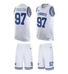 Men's Nike Dallas Cowboys #97 Taco Charlton Limited White Tank Top Suit NFL Jersey