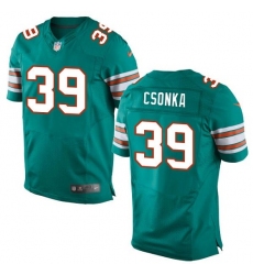 Men's Nike Miami Dolphins #39 Larry Csonka Elite Aqua Green Alternate NFL Jersey