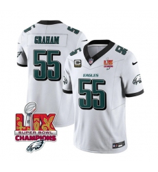 Men's Philadelphia Eagles #55 Brandon Graham White 2025 Eagles Logo Super Bowl LIX And 4-Star C New F.U.S.E. Vapor Limited Football Stitched Jersey