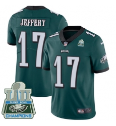 Men's Nike Philadelphia Eagles #17 Alshon Jeffery Midnight Green Team Color Vapor Untouchable Limited Player Super Bowl LII Champions NFL Jersey