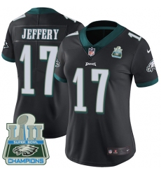 Women's Nike Philadelphia Eagles #17 Alshon Jeffery Black Alternate Vapor Untouchable Limited Player Super Bowl LII Champions NFL Jersey